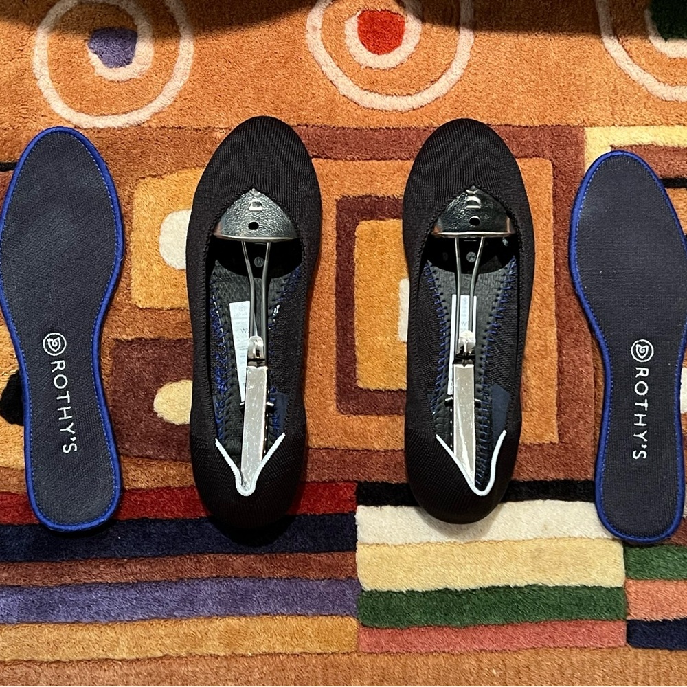 Rothy's Black Flats Sleek Minimalist Design Size 9.5 EU 41